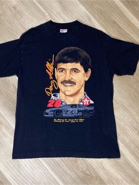 Vintage 90s Davey Allison Shirt Mens Large Black NASCAR Havoline Memorial